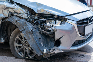 Car collision,Modern car accident on the road.