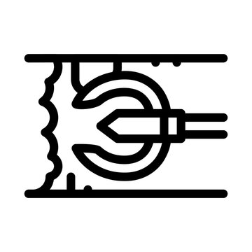 Drain Cleaning Tool In Pipe Icon Vector. Drain Cleaning Tool In Pipe Sign. Isolated Contour Symbol Illustration