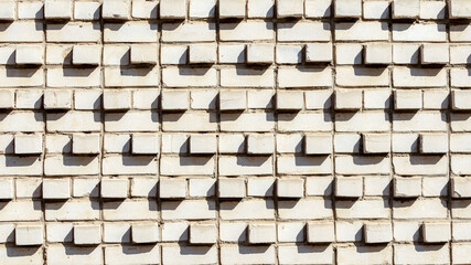 white brick wall with convex bricks, backgrounds, textures