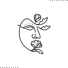 Abstract floral face vector icon in outlines