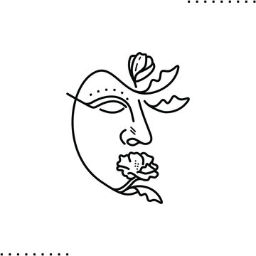 recommend clip art: Abstract floral face vector icon in outlines