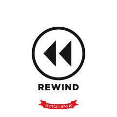 Naklejka premium media control vector icon in trendy flat design, rewind icon 