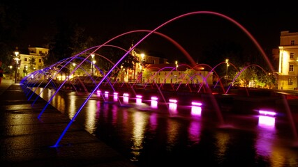 Fountain at night in Litewski Square in Lublin. 4 - obrazy, fototapety, plakaty