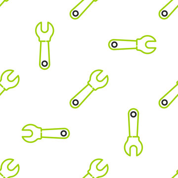 Line Wrench Spanner Icon Isolated Seamless Pattern On White Background. Vector Illustration.