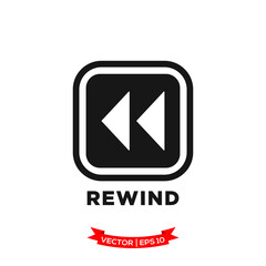 media control vector icon in trendy flat design, rewind icon 
