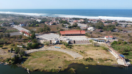 Aerial view of Depok beach lagoon. Bantul Yogyakarta