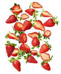 srtawberry red fruit fresh berry food ripe organic juicy sweet freshness falling midair fly © Lumos sp