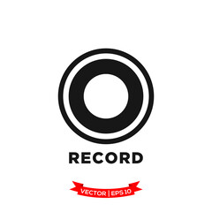 media control icon in trendy flat style, record icon
