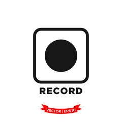 media control icon in trendy flat style, record icon
