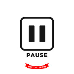 media control icon vector logo template, pause vector icon
