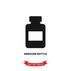 medicine bottle icon vector logo template