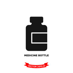 medicine bottle icon vector logo template