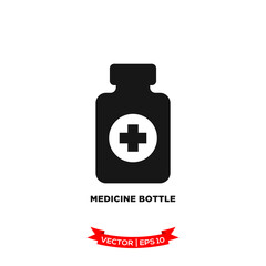 medicine bottle icon vector logo template