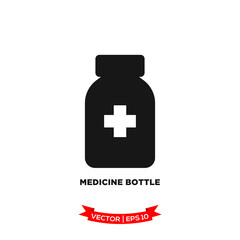 medicine bottle icon vector logo template