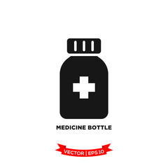 medicine bottle icon vector logo template