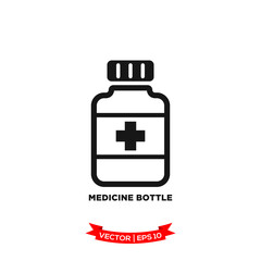 medicine bottle icon vector logo template