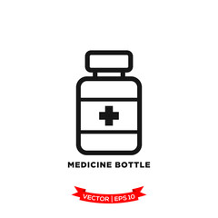 medicine bottle icon vector logo template