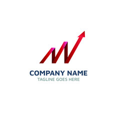 Progress arrow red logo, with fold and gradient concept