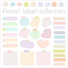 パステル色の手描きラベルコレクション　ベクター画像
