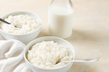 rice pudding with milk for breakfast