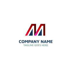 Letter A and M logotype design with fold ribbon concept