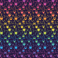 Obraz premium Bright Rainbow Retro Seamless Pattern - Colorful ombre gradient repeating pattern design on solid dark purple background