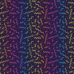 Bright Rainbow Retro Seamless Pattern - Colorful ombre gradient repeating pattern design on solid dark purple background