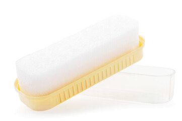 Shoe sponge close-up on a white background. Isolated