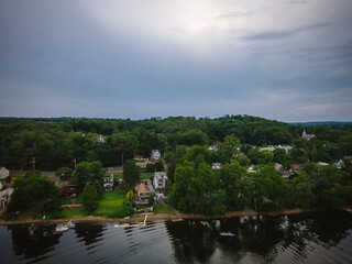 Fototapeta na wymiar Aerial of Lambertville New Hope