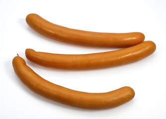 STRASBOURG SAUSAGES AGAINST WHITE BACKGROUND