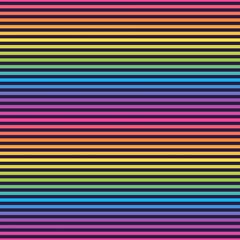 Bright Rainbow Retro Seamless Pattern - Colorful ombre gradient repeating pattern design on solid dark purple background © Mai