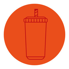 paper cup with straw, line style icon vector illustration design