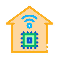 smart house chip wifi icon vector. smart house chip wifi sign. color symbol illustration