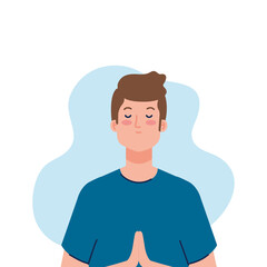 meditating man on white background vector illustration design