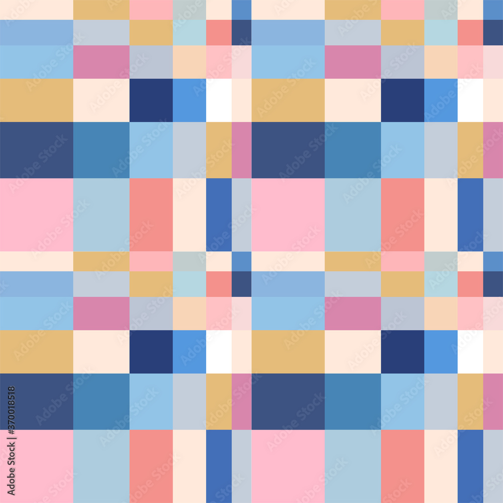 Poster Abstract mosaic geometric background. Vector seamless pattern with simple geometric shapes like squares in pastel colors. Retro scandinavian style.