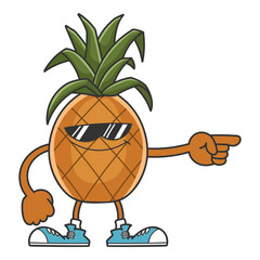 pineapple smiling sunglasses cartoon character