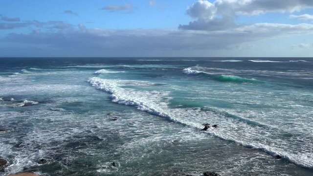 Vista de la corriente del mar desde el Faro de Jand&iacute;a. Fuerteventura. Islas Canarias