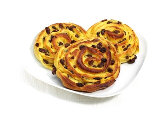 PAIN AU RAISIN AGAINST WHITE BACKGROUND