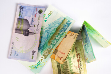 Iranian Rial (IRR). Close-up detail of coin. Top view.