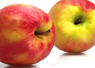 Pink Lady Apples, malus domestica, Against White Background