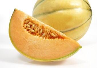 Cavaillon Melon, cucumis melo, Fruit against White Background