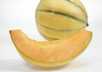 Cavaillon Melon, cucumis melo, Fruit against White Background