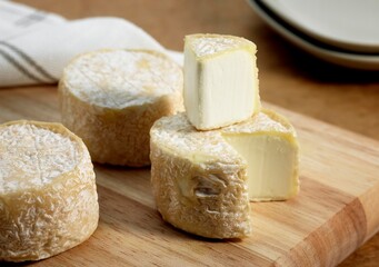 French Cheese called Crottin de Chevre, a Goat Cheese