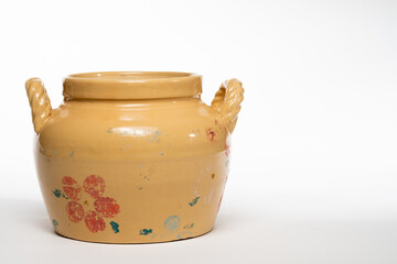 Antique crock isolated on white background
