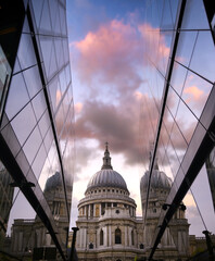 Dusk over St. Paul's Cathedral in Central London, UK.
