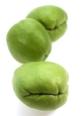 Chayote, sechium edule, Mexican Fruit against White Background