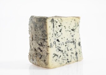 Bleu des Causses, French Cheese in Aveyron, made with Cow's Milk, against White Background