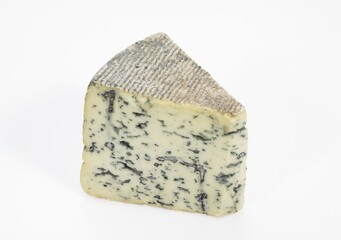 Bleu des Causses, French Cheese in Aveyron, made with Cow's Milk, against White Background
