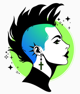 punk subculture hairstyle girl with mohawk