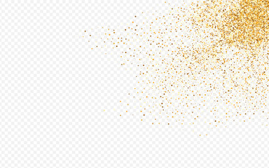 Gold Polka Bright Transparent Background. Shiny 